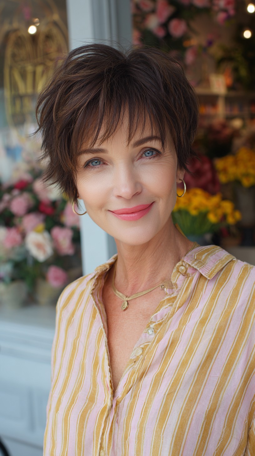 Short Textured Crop with Lifted Crown and Piecey Bangs