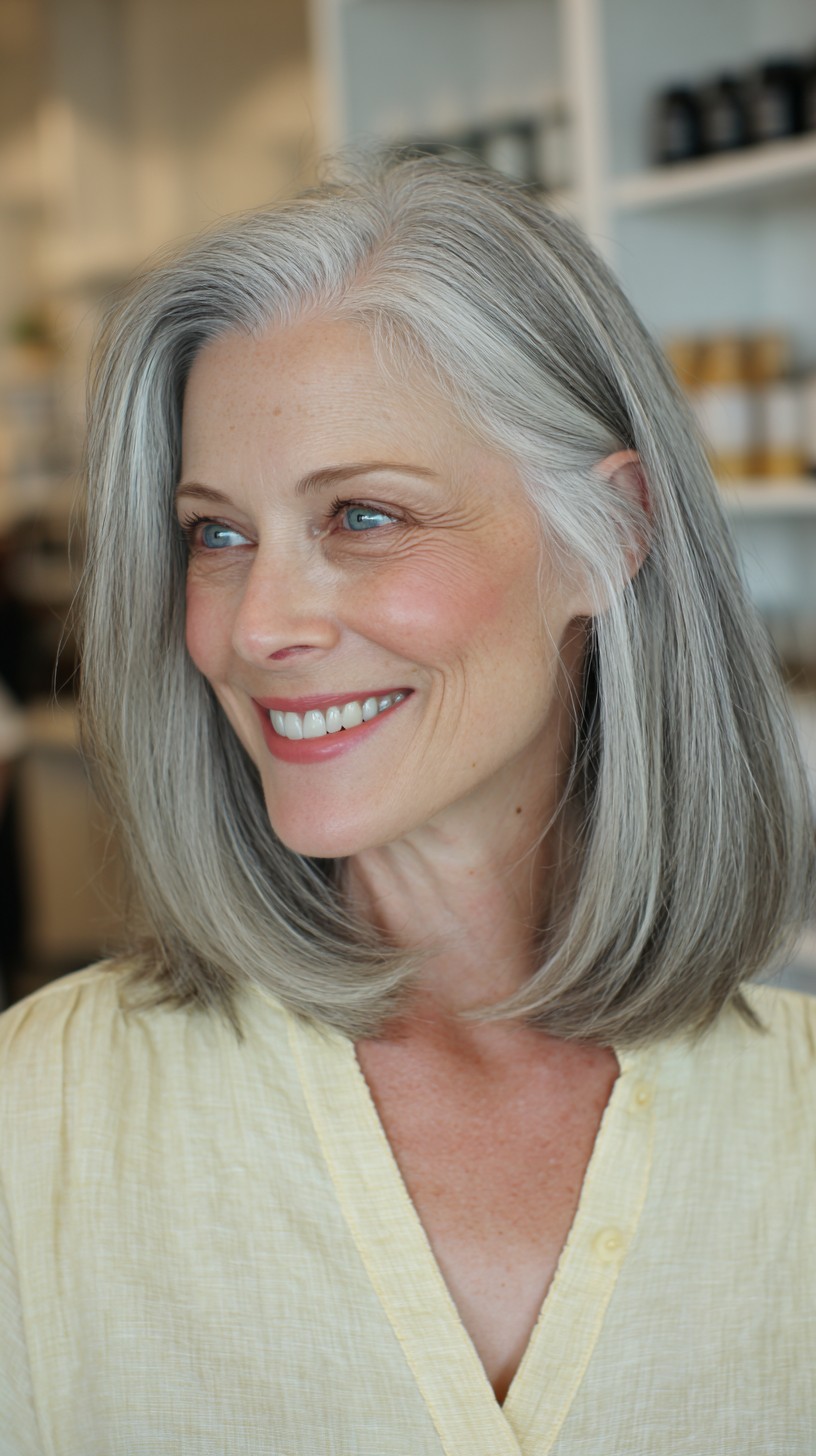 Silvery Mid-Lob with Soft Interior Graduation and Deep Side Part