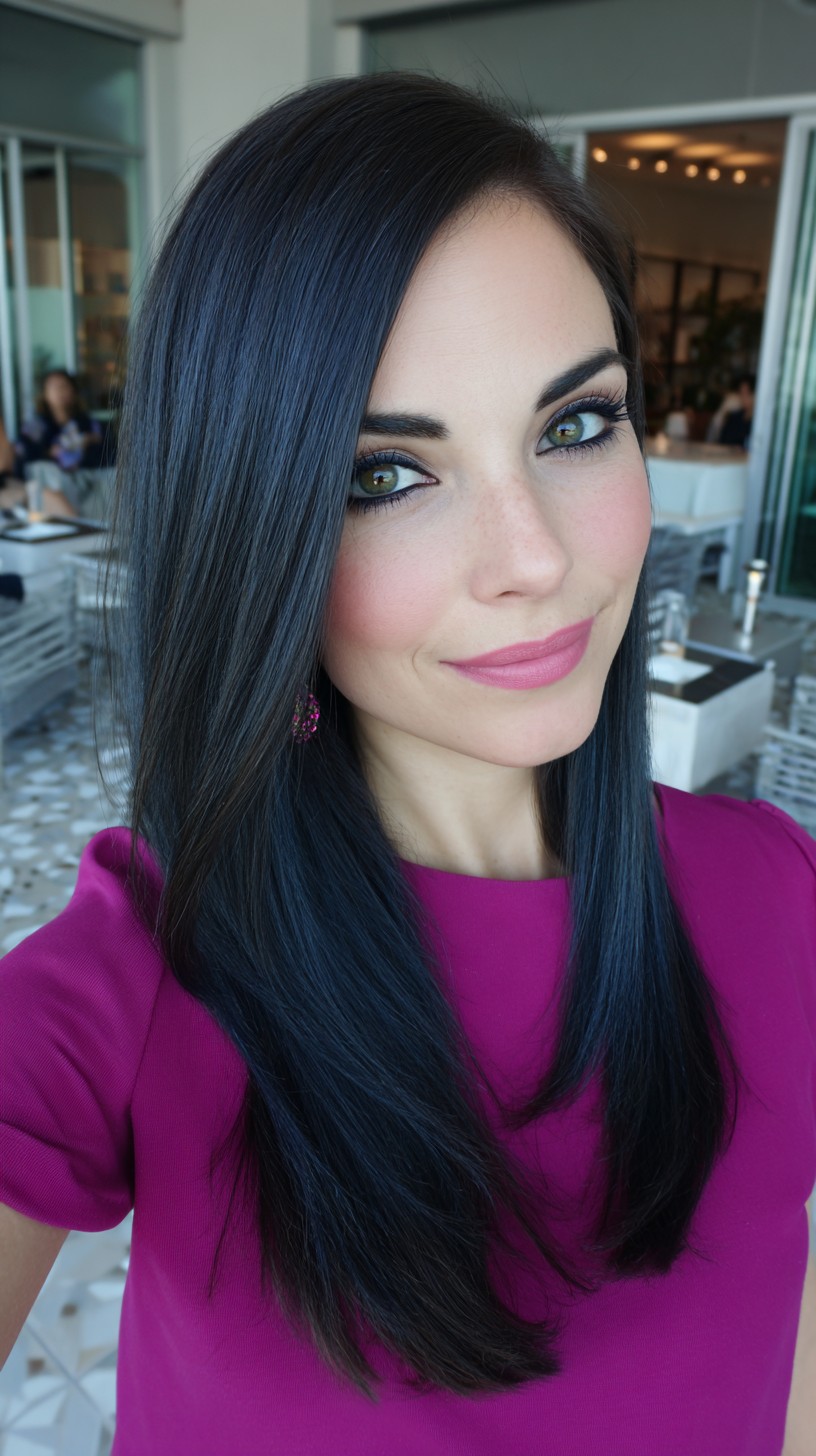 Sleek Long Side-Parted Layers with Face-Framing