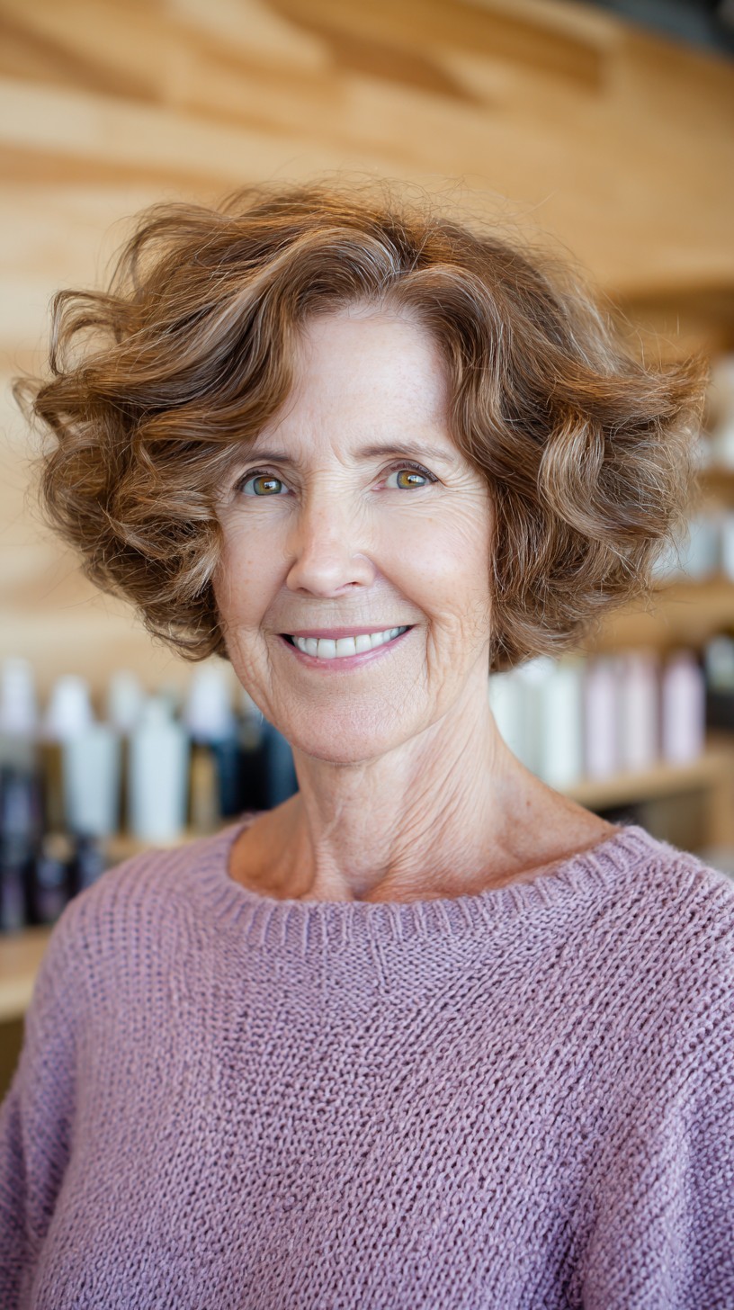 Soft Chestnut Layered Bob with S-Shaped Finger Waves