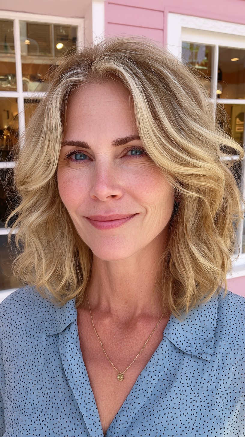 Soft Layered Shoulder-Length Lob with Root Shadow