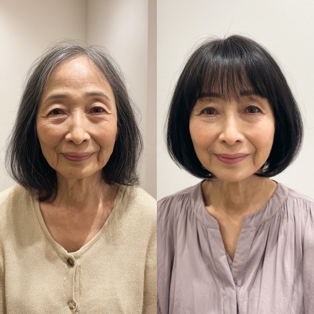 Soft Rounded Chin-Length Bob with Wispy Micro-Fringe