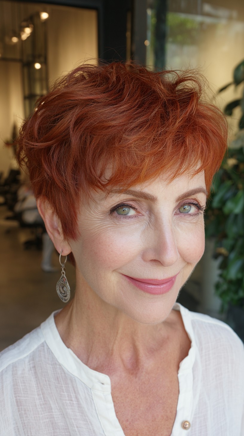 Textured Copper Pixie with Airy Micro-Fringe