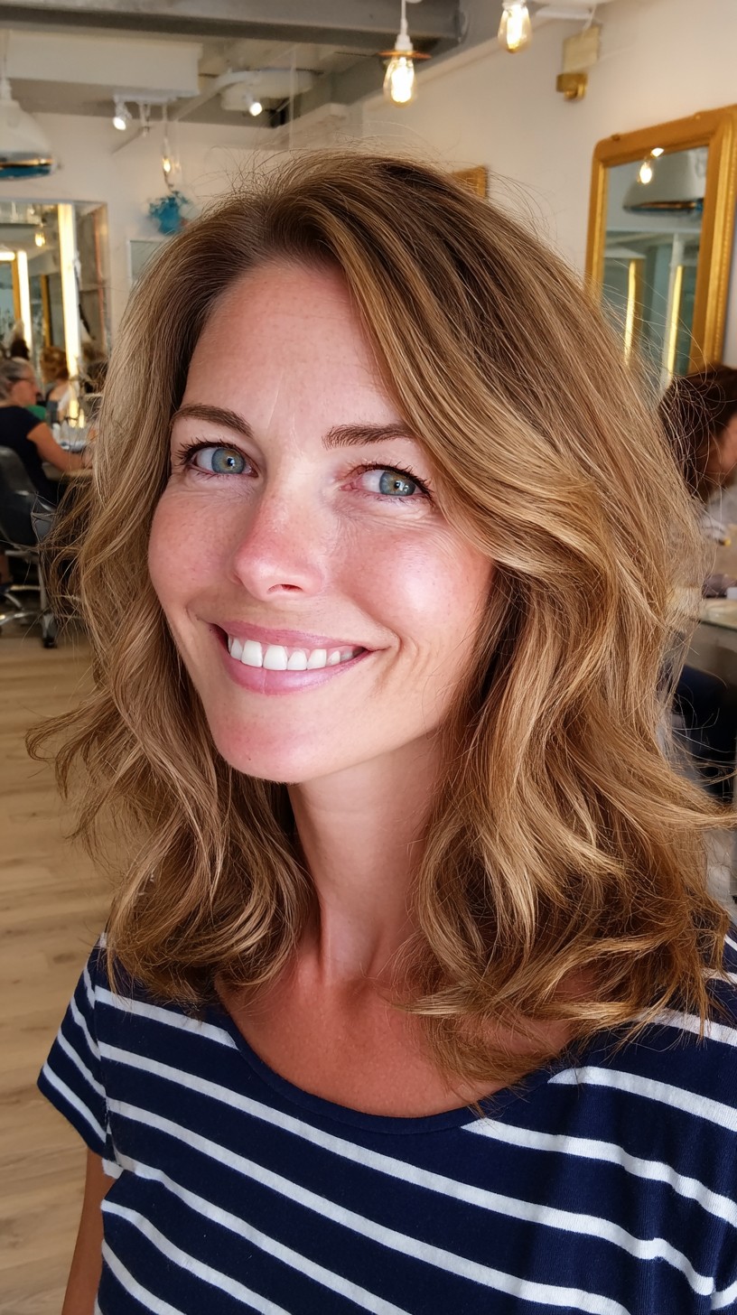 Warm Bronde Lob with Soft Root Depth and Loose S‑Waves