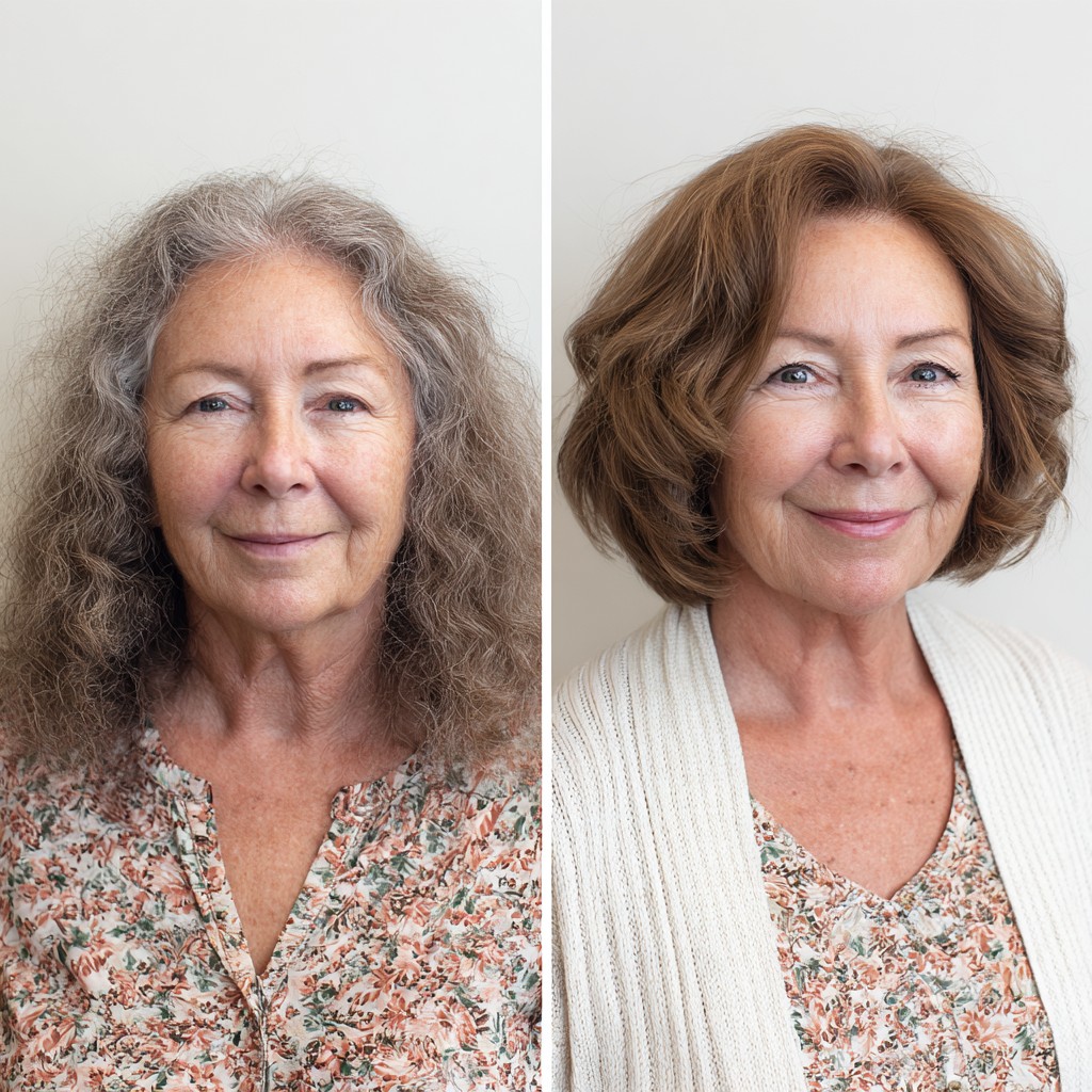 Warm Chestnut Stacked Bob with Face‑Framing Layers