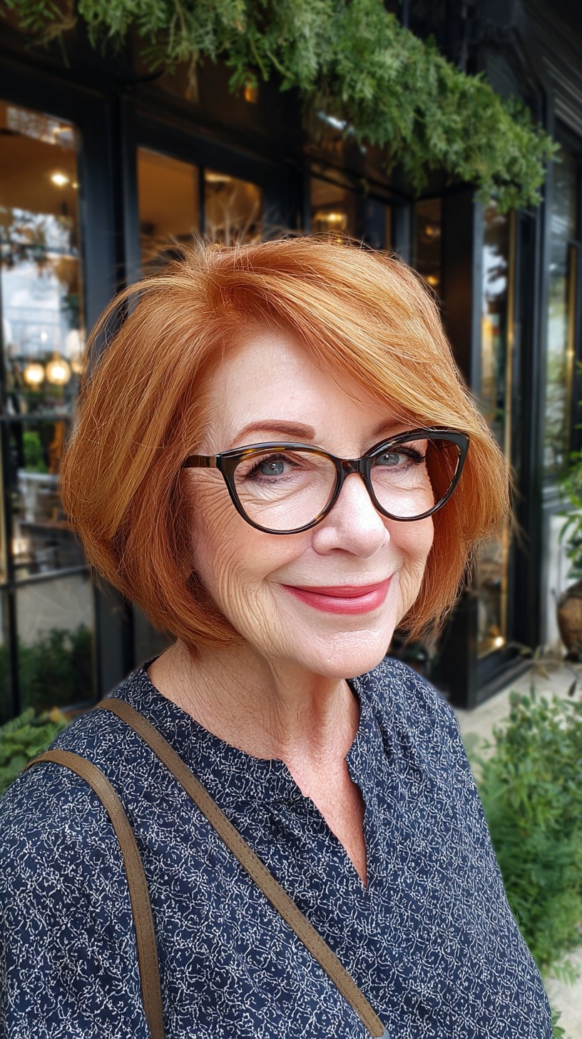 Warm Copper Rounded Bob with Soft Internal Graduation