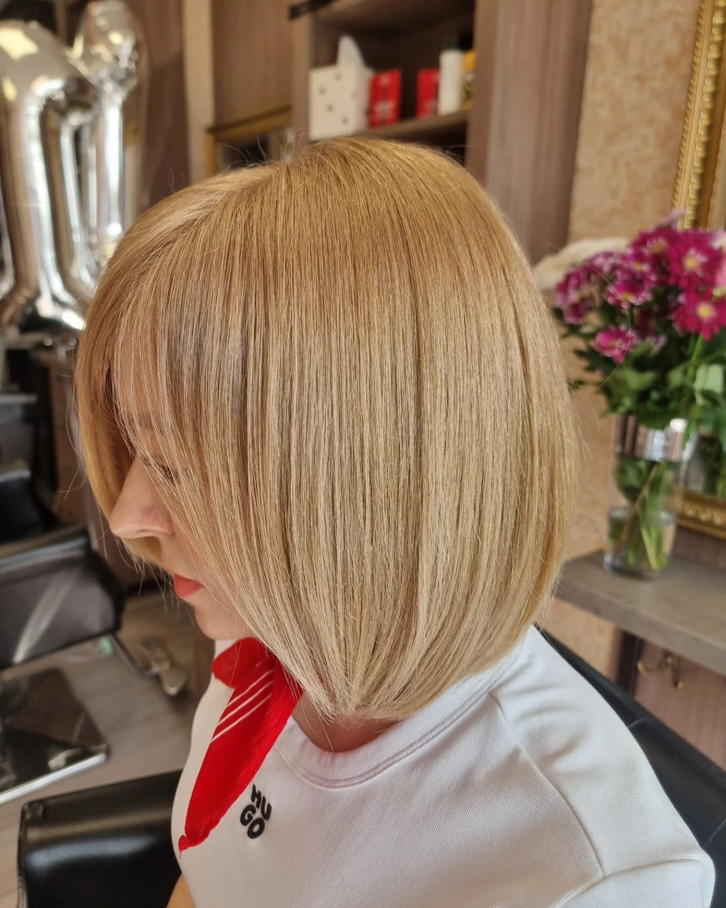 Blended Angled Chin-Length Bob with Soft Face-Framing Layers