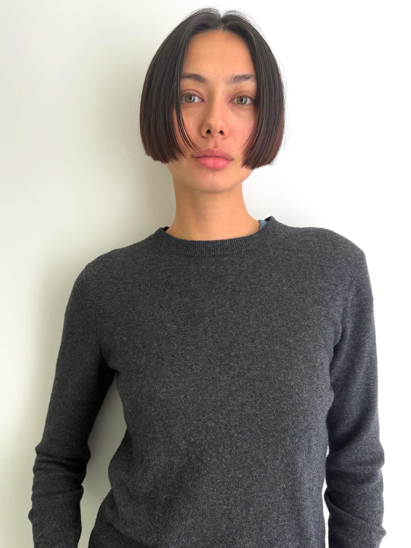 Crisp Chin-Length Blunt Bob with Center Part and Face-Framing Slices