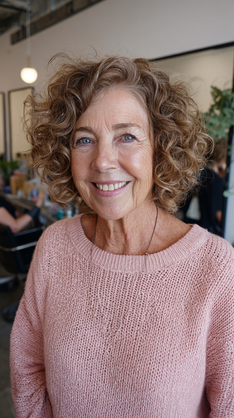 Curly Textured Mid-Length Bob with Face-Framing Layers