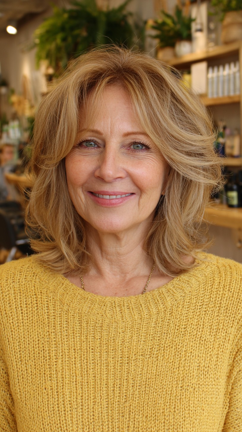 Feathered Shoulder-Length Shag with Face-Framing Curtain Layers