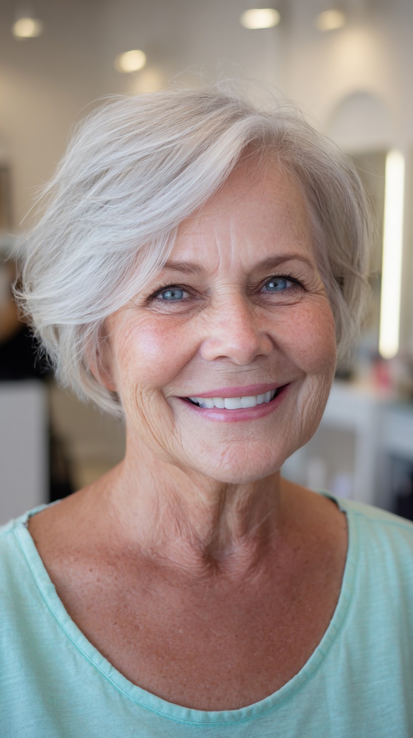 Feathered Silver Pixie with Soft Side Sweep