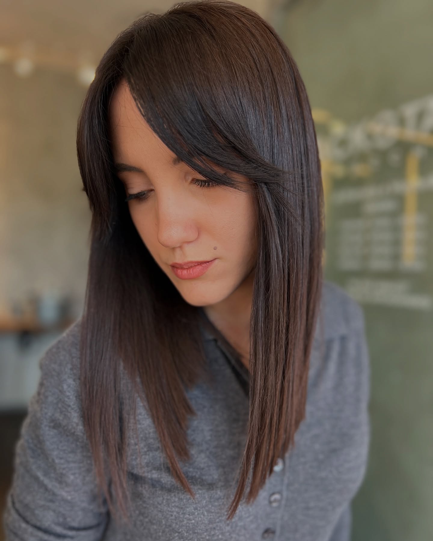 Long Sleek Layers with Curtain Bangs