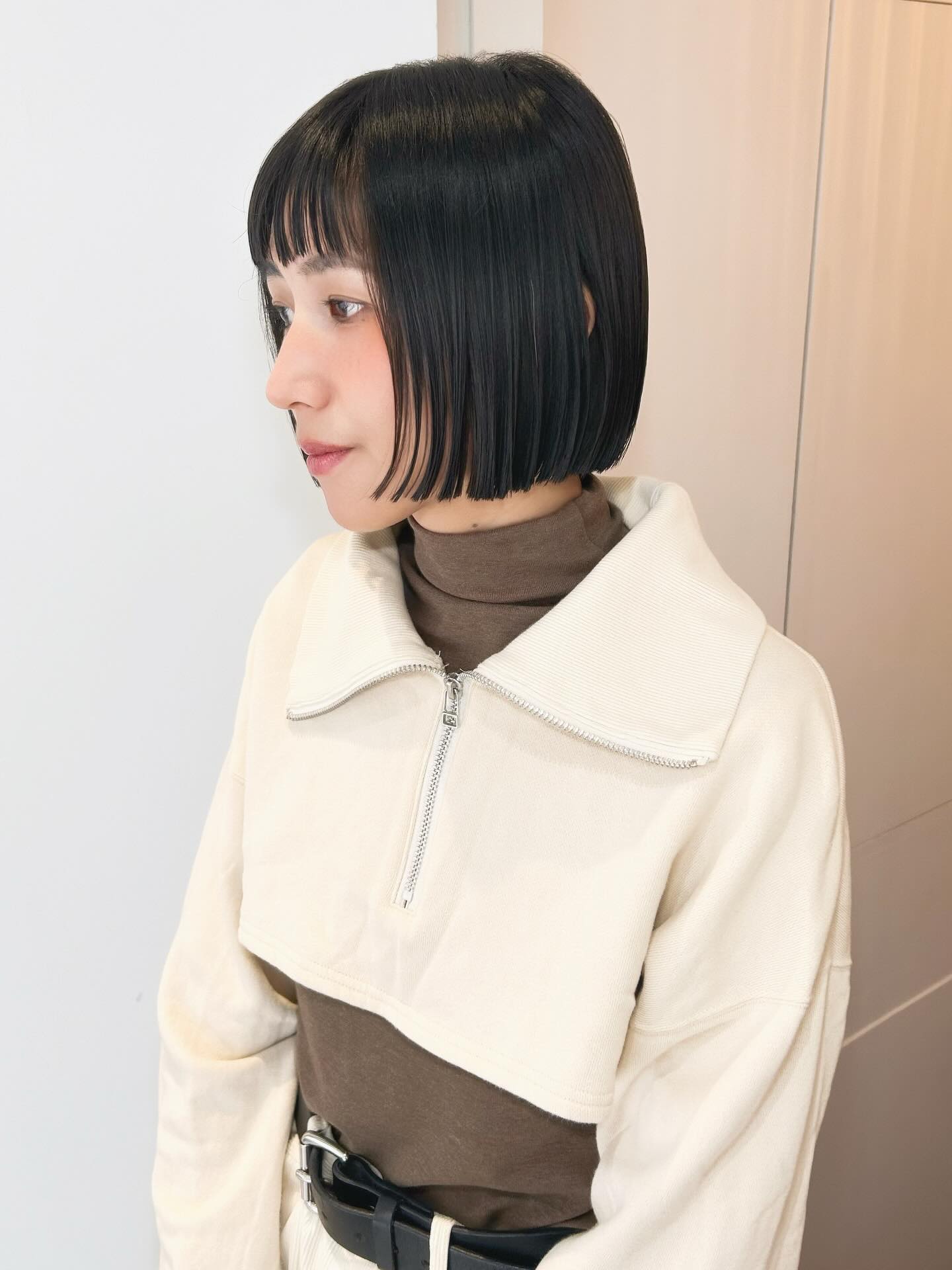 Polished Blunt Chin-Length Bob with Sheer Micro-Bangs