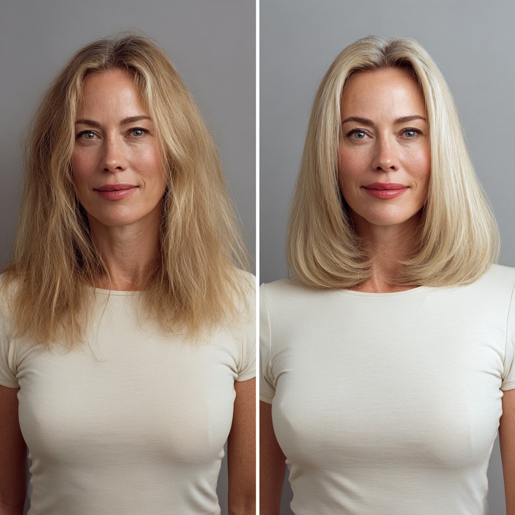 Polished Shoulder-Length Rounded Blunt with Soft Internal Graduation