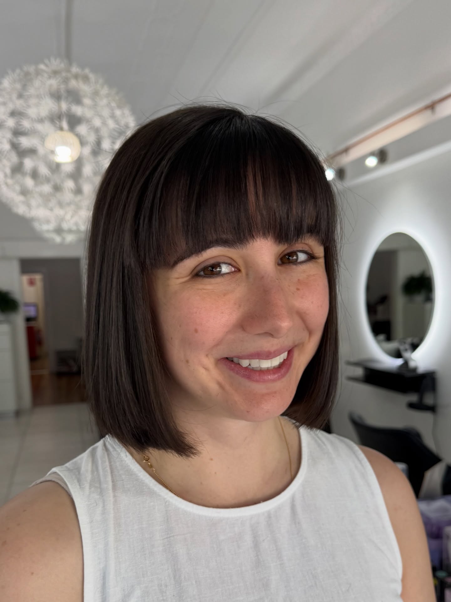 Precision Chin-Grazing Bob with Blunt Eyebrow-Fringe