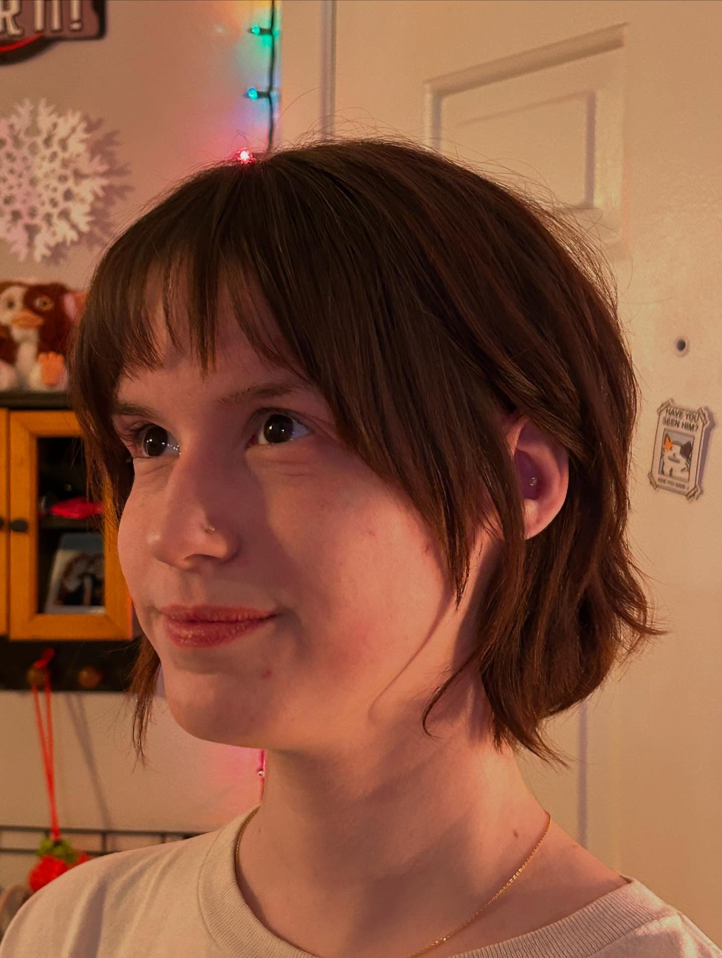 Short Shaggy Chin-Grazing Bob with Wispy Micro Fringe and Tapered Nape
