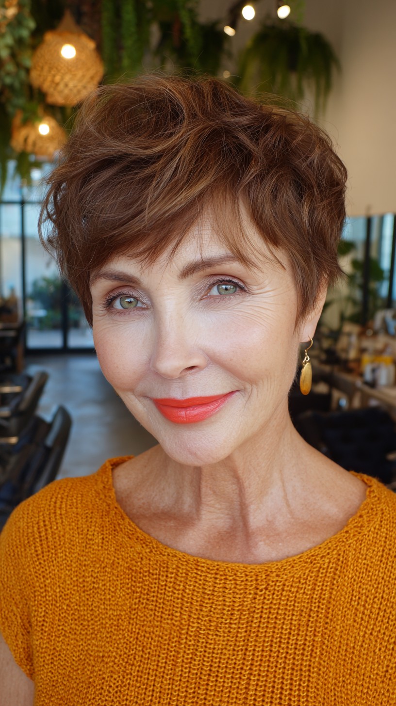 Soft Textured Short Pixie with Crown Lift