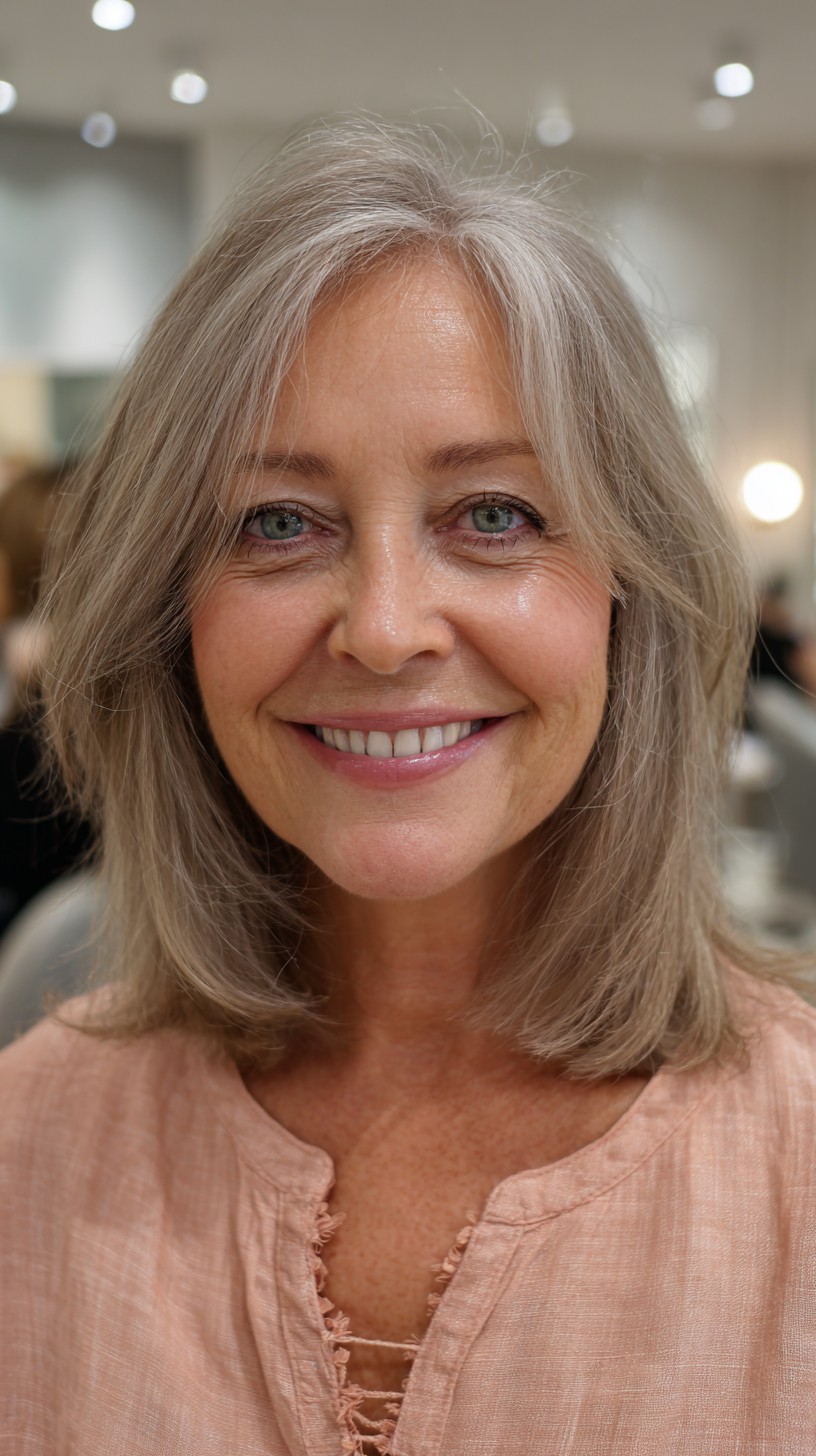 Shoulder-Length Soft Layers with Curtain Bangs