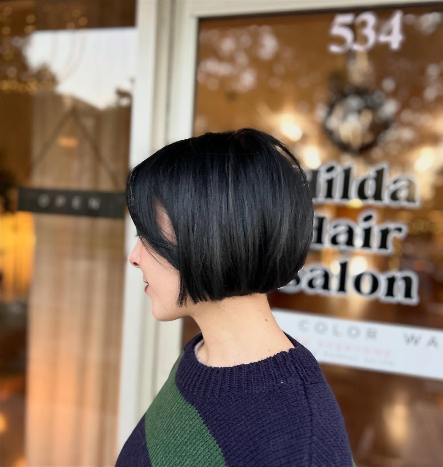 Sleek Jet-Black Chin-Length Blunt Bob with Soft Internal Graduation