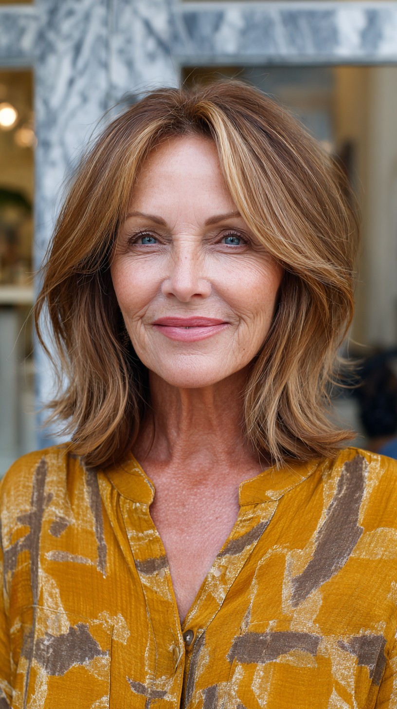 Soft Face-Framing Layered Shoulder-Length Lob