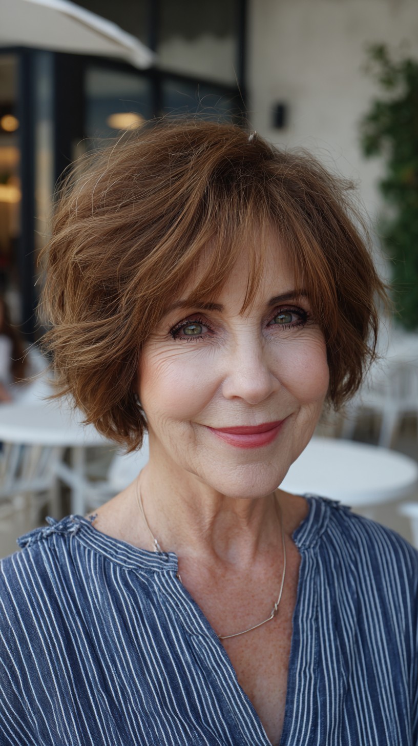 Soft Layered Chin-Length Textured Bob with Feathered Crown