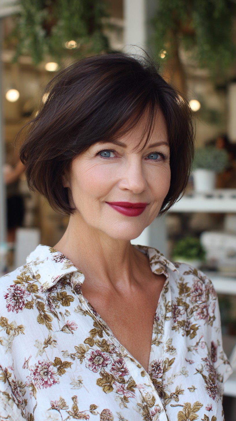 Soft Stacked Bob with Side-Swept Fringe
