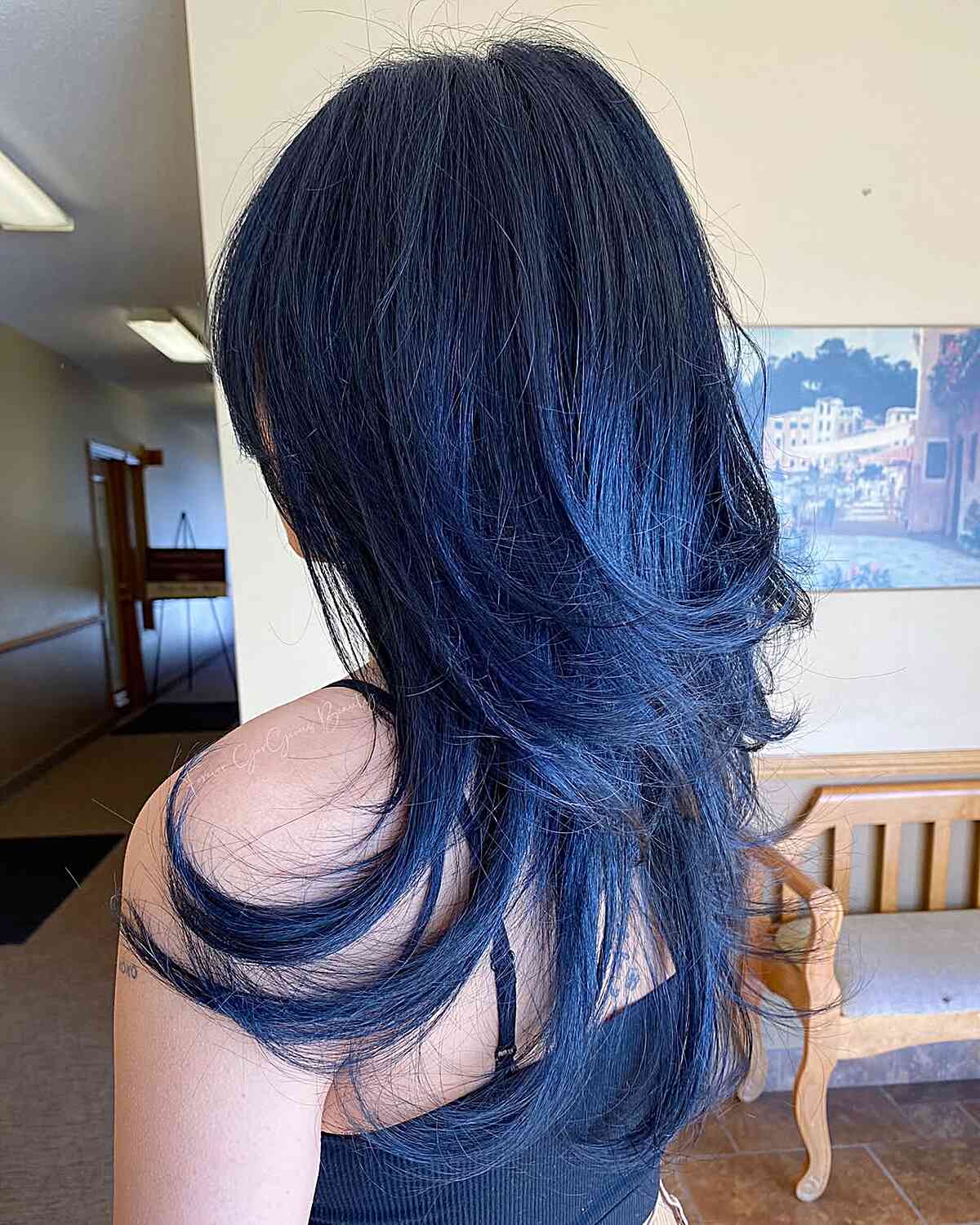 Stunning Blue-Black Layered Haircut