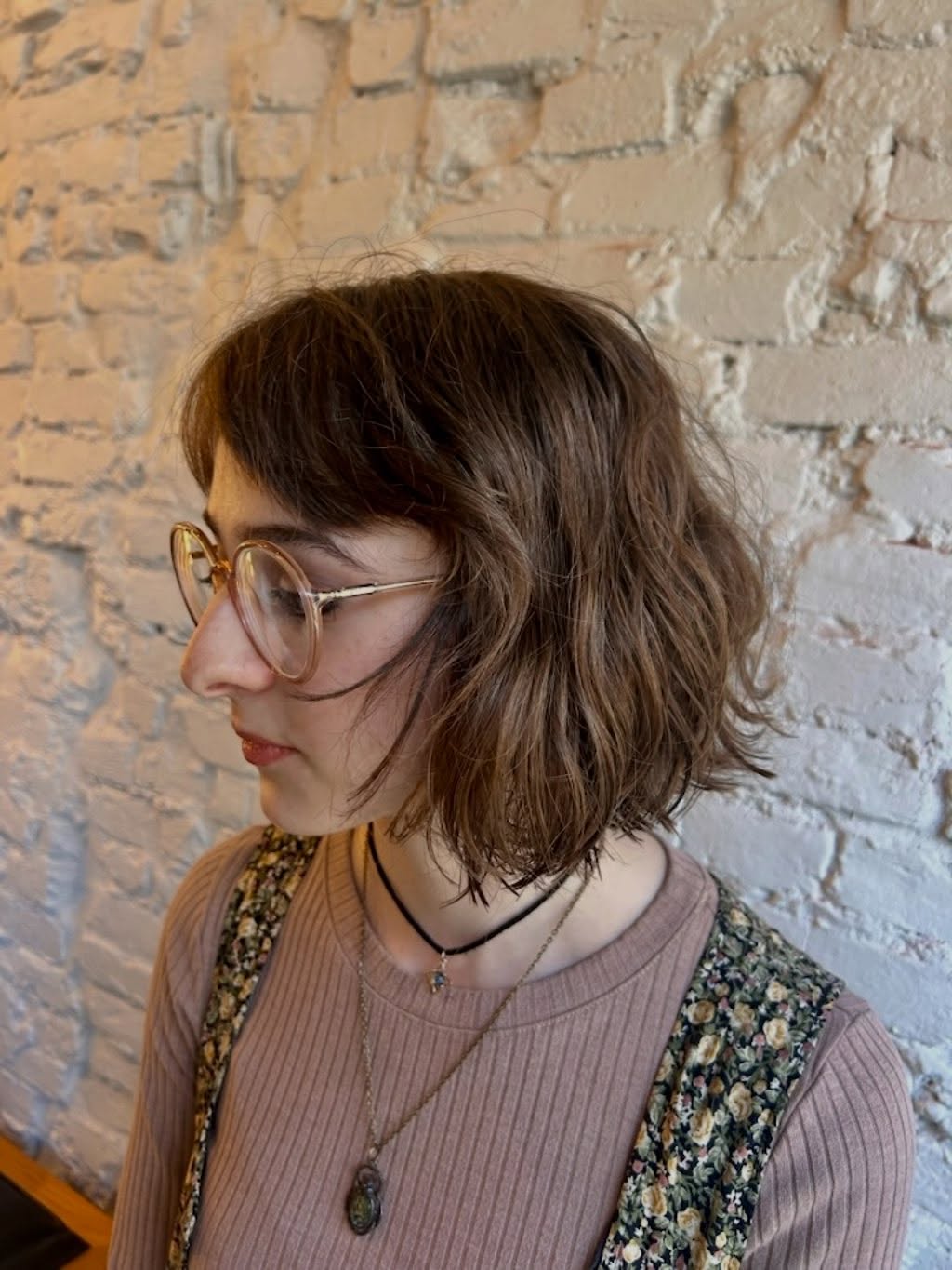 Textured Chin-Length Bob with Soft Fringe