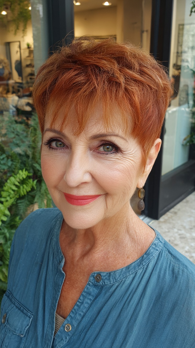 Textured Copper Pixie with Micro-Bangs
