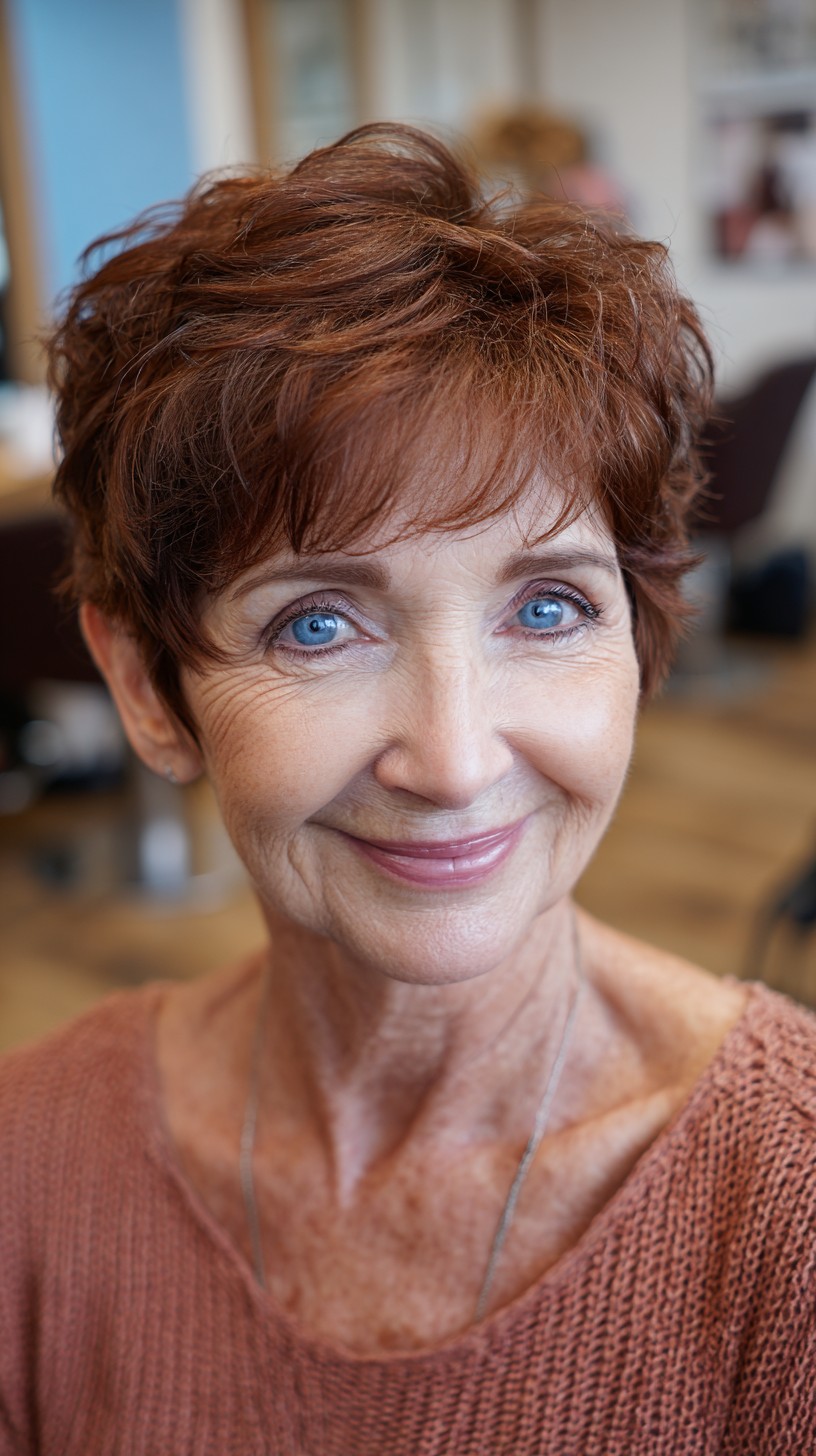 Textured Copper Pixie with Wispy Micro-Fringe