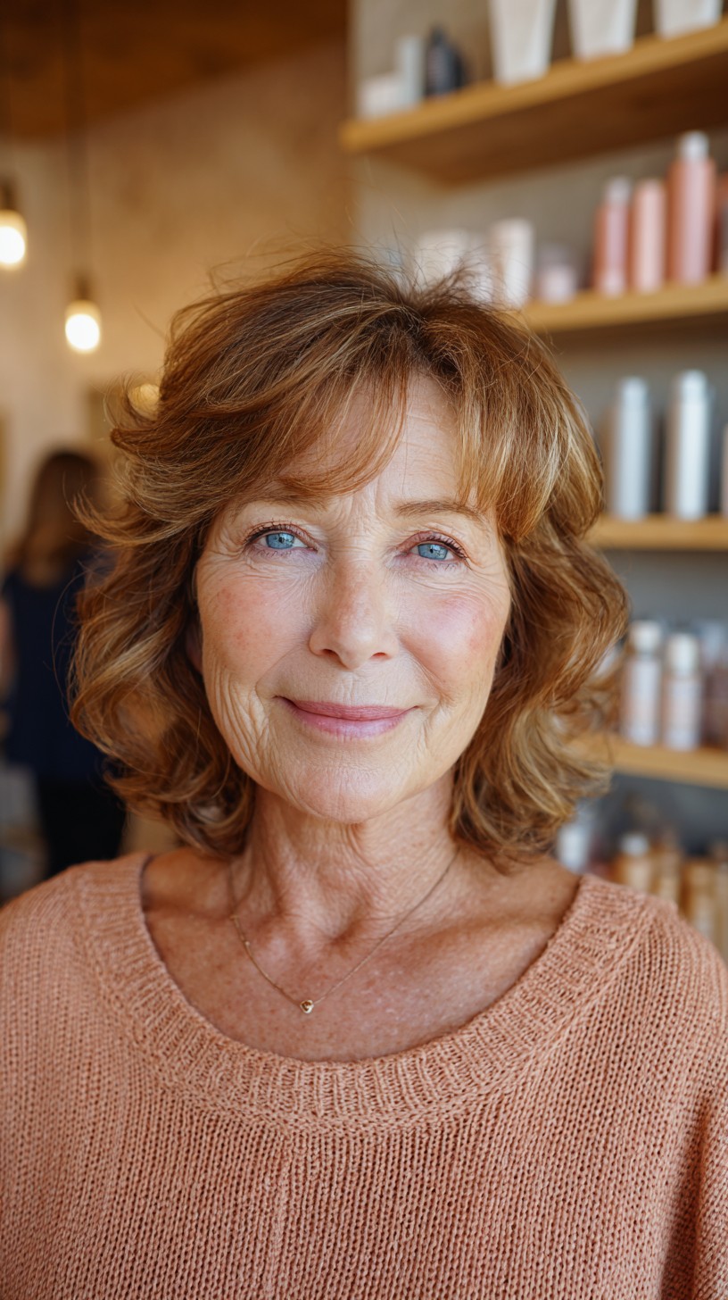 Warm Copper-Blend Layered Shoulder-Length with Feathered Fringe