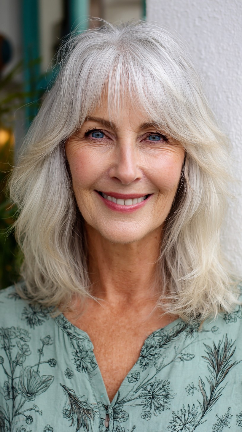 Airy Silver Shoulder Shag with Wispy Micro Fringe