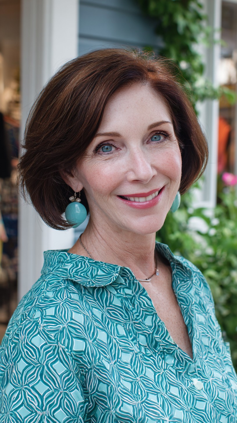 Chestnut Side-Parted Lifted Chin-Grazing Bob with Subtle Lowlights