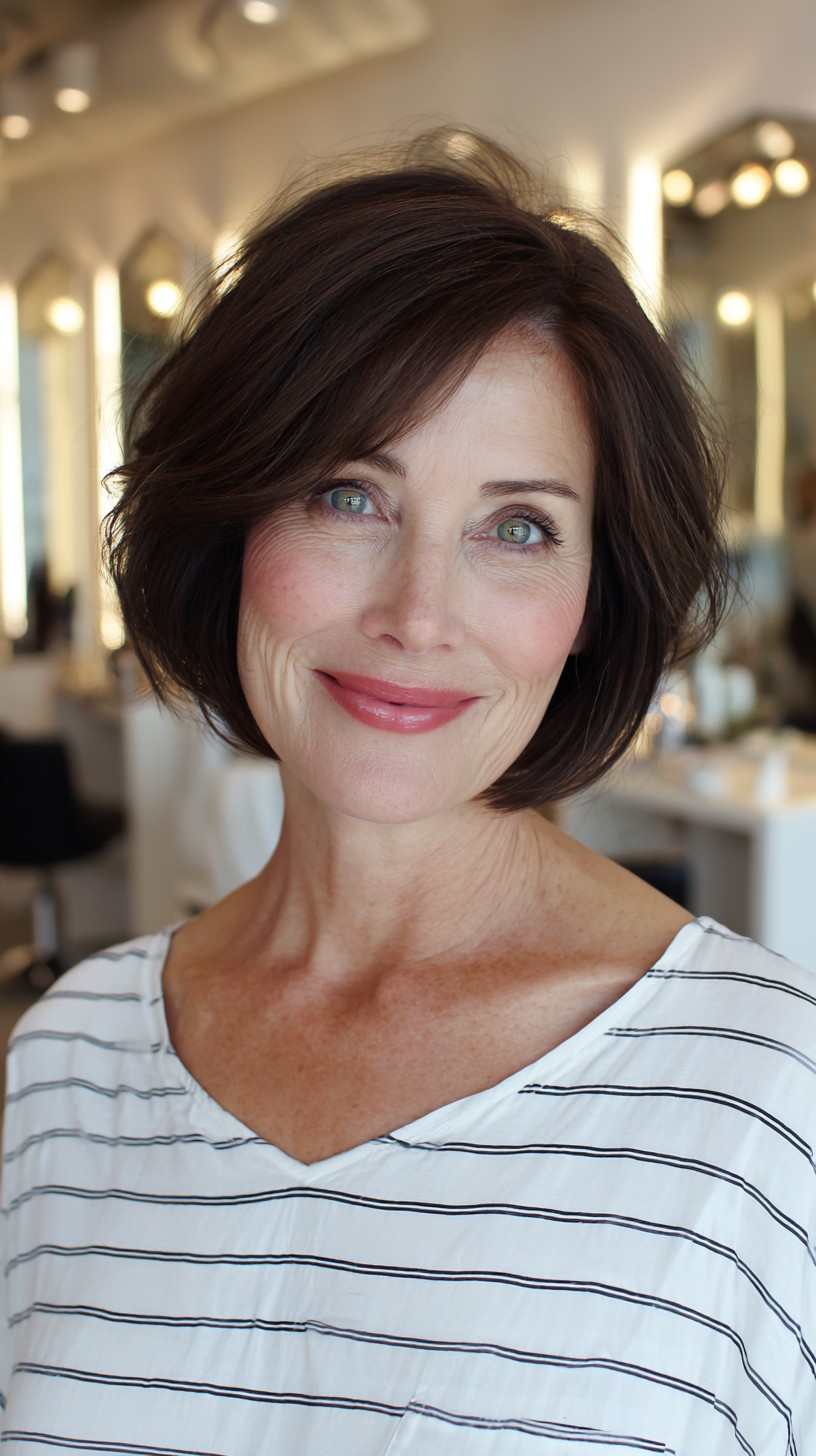 Classic Rounded Chin-Grazing Bob with Subtle Side Sweep