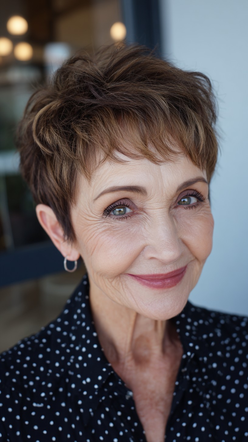Cropped Layered Pixie with Soft Micro-Fringe