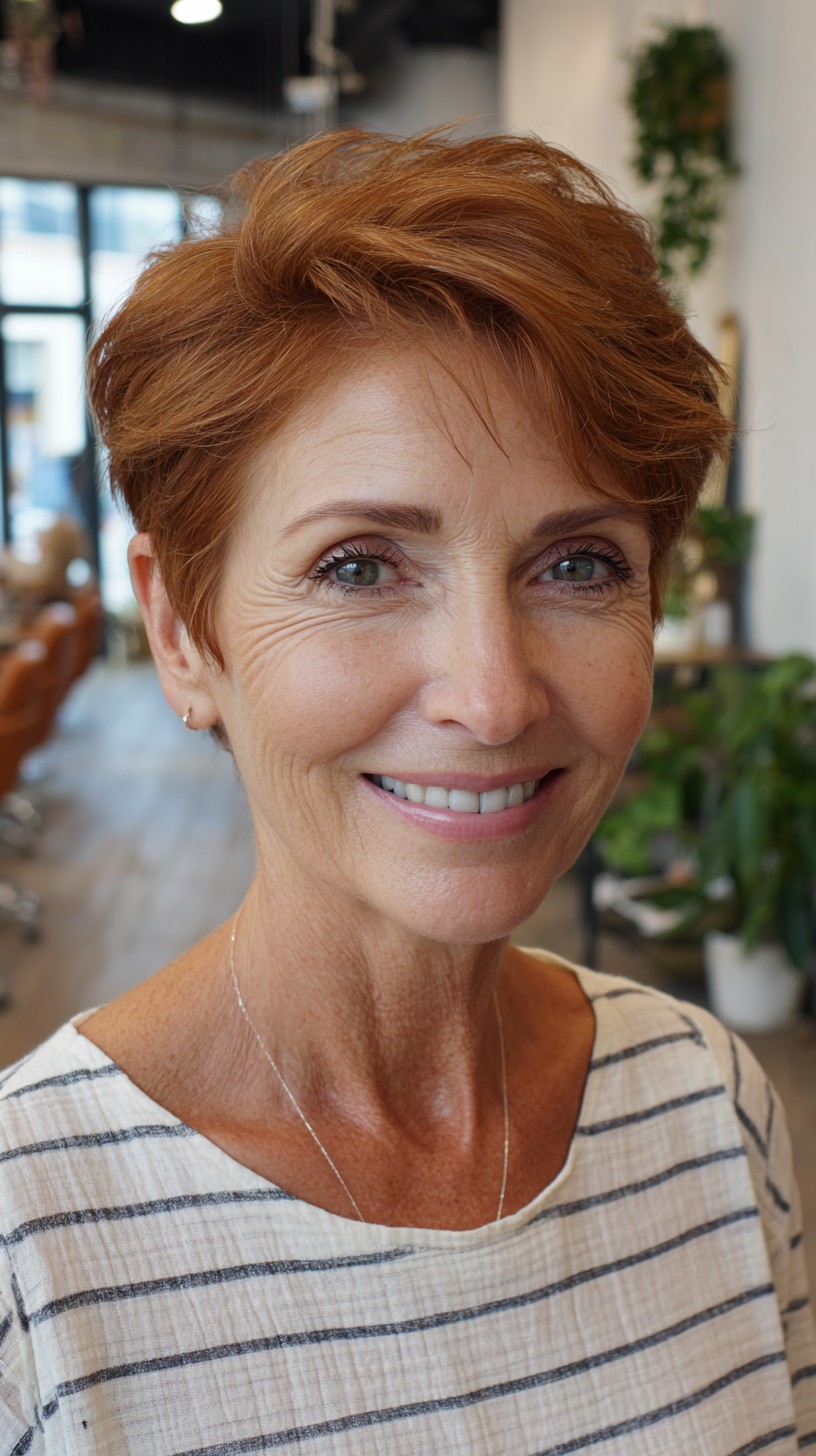 Feathered Copper Pixie with Crown Lift