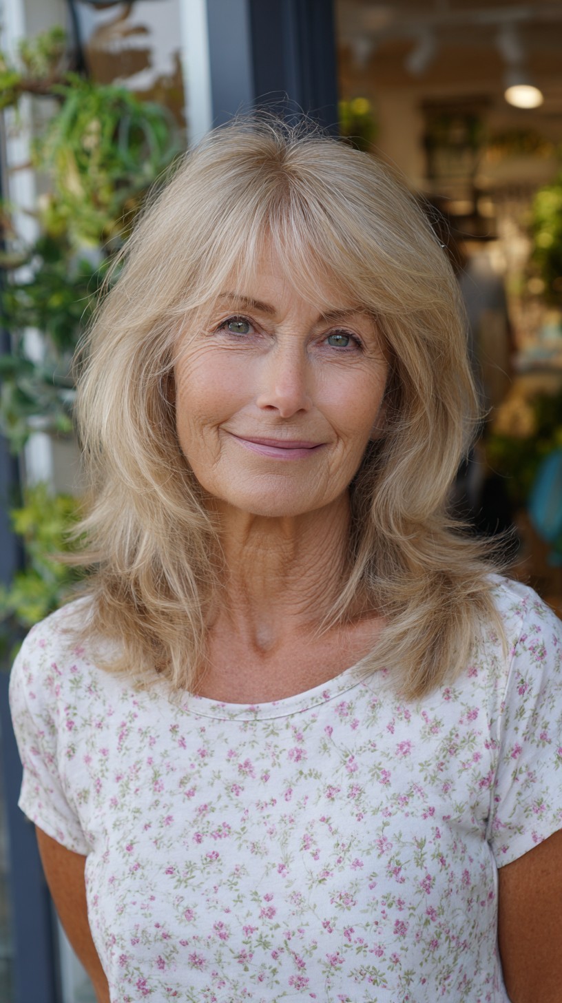 Feathered Mid-Length Layered Shag with Subtle Root Shadow