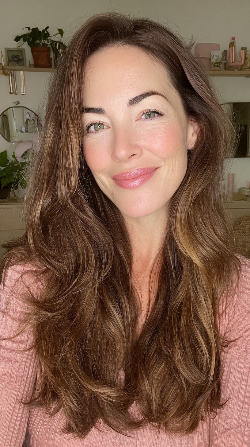 Root-Lifted Chestnut Long Layers with Soft Face-Framing