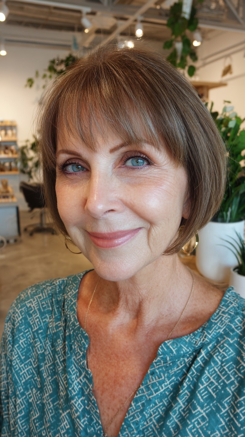 Chic Rounded Chin-Length Bob with Wispy Micro-Bangs