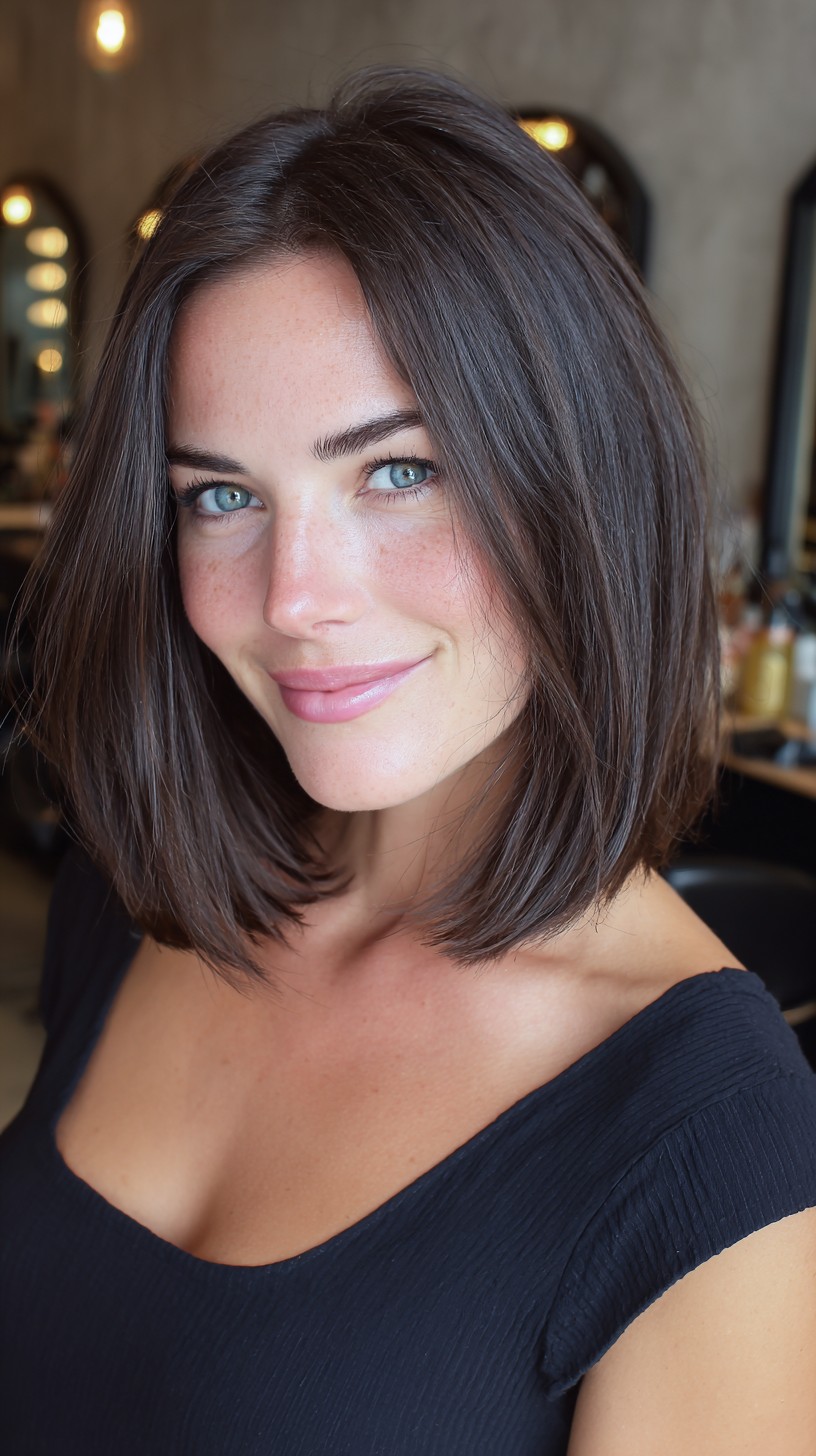 Rounded Collarbone Lob with Subtle Internal Graduation