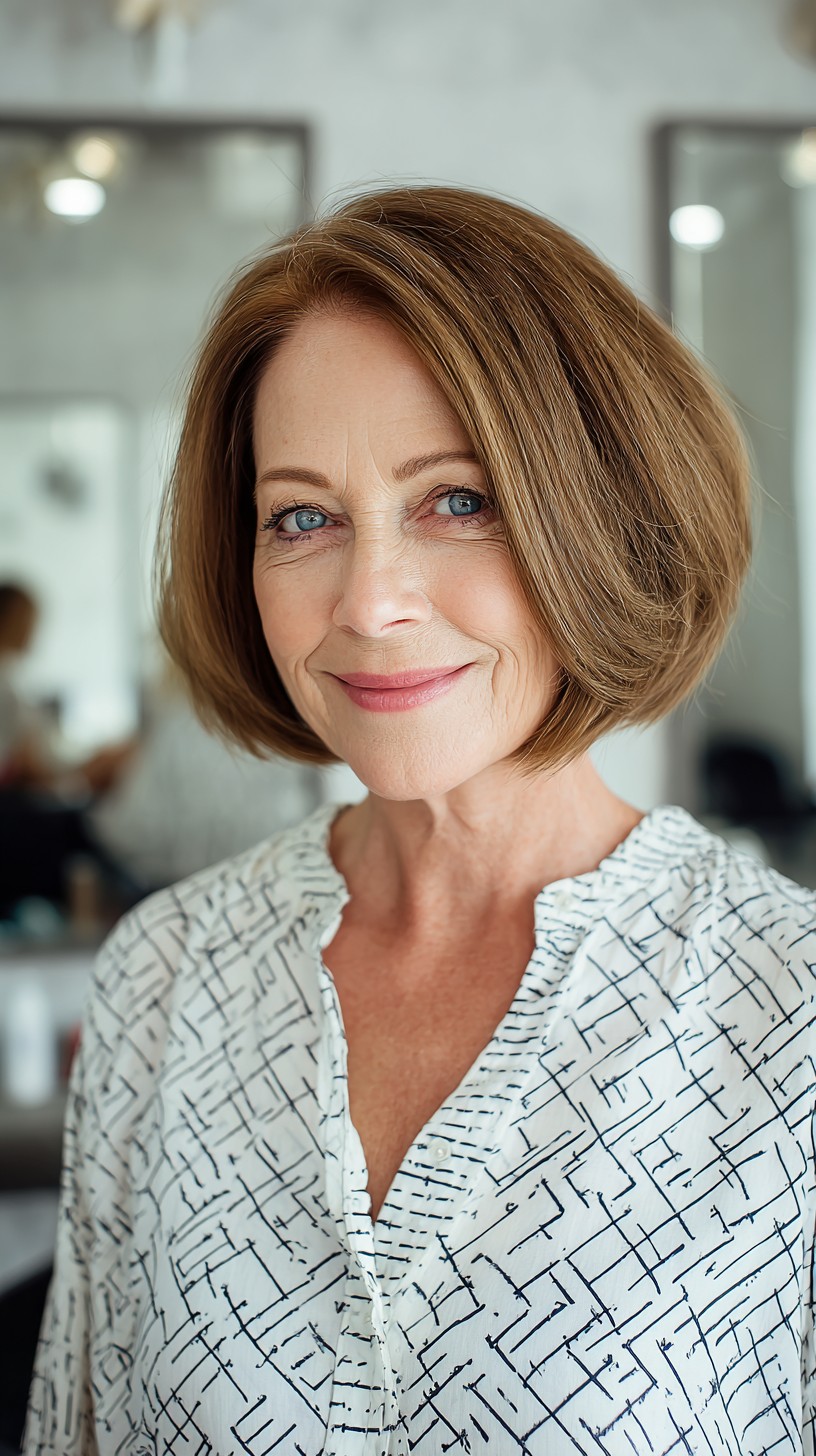 Rounded Stacked Bob with Soft Interior Graduation
