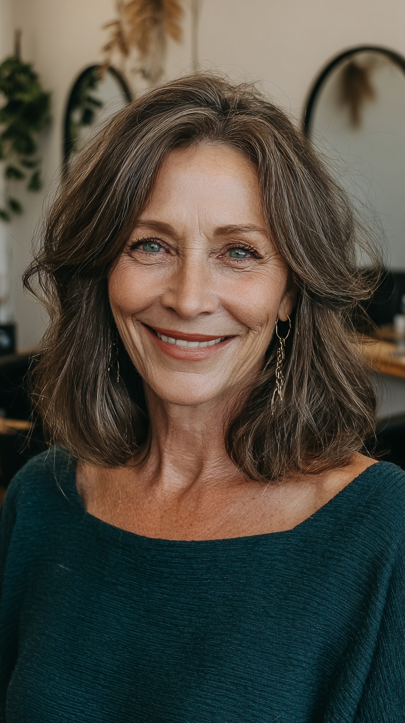 Salt-and-Pepper Shoulder-Grazing Lob with Soft Crown Lift