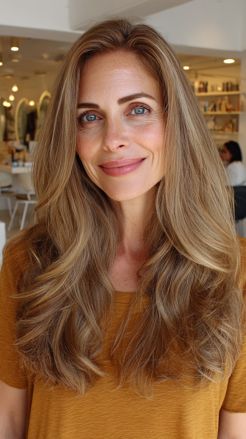 Sculpted Long Layers with Soft Root Shadow and S-Wave