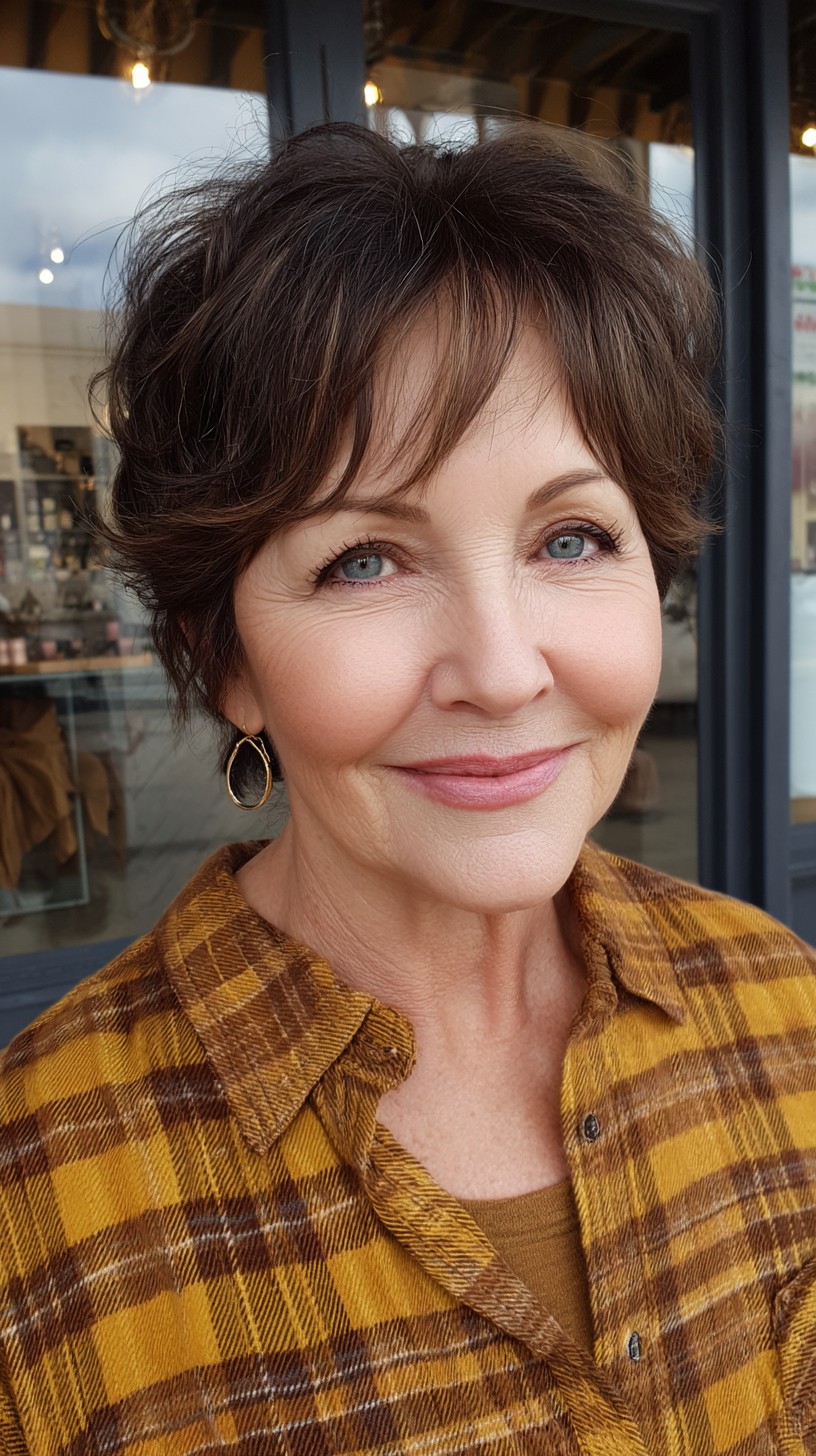 Short Feathered Pixie with Face-Framing Curtain Bangs