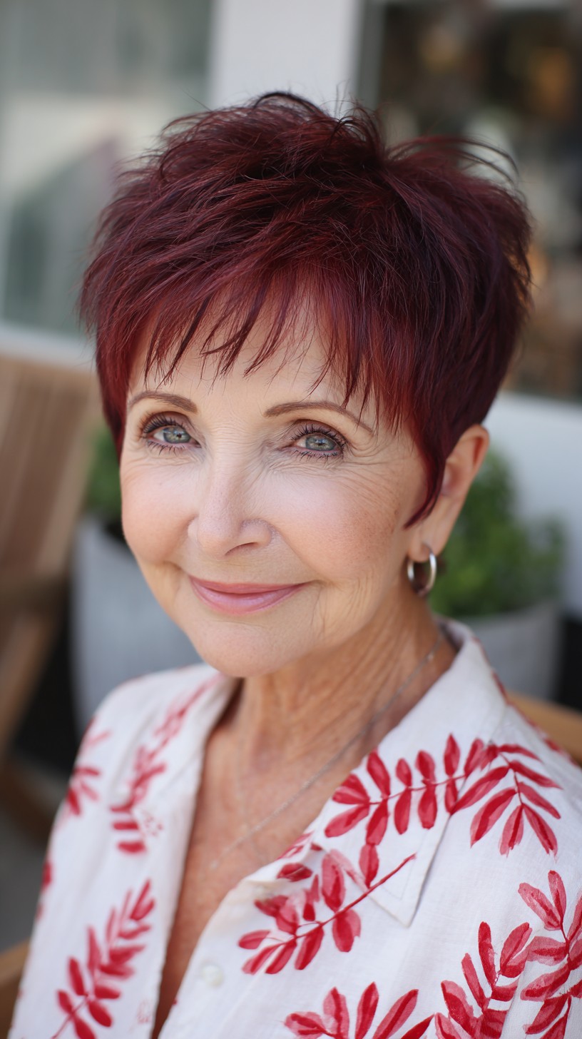 Short Textured Pixie with Micro Fringe and Crown Volume