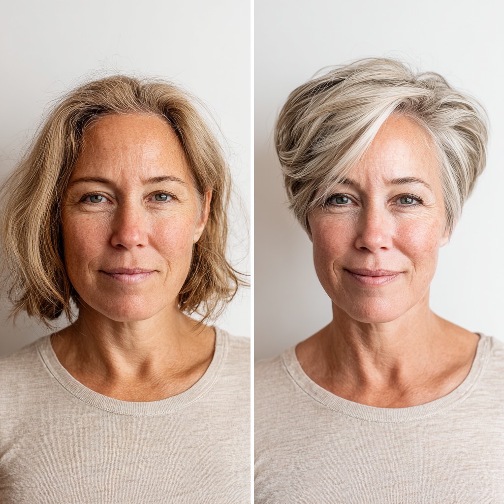 Silver Textured Pixie with Sweeping Side Fringe and Lowlight Depth