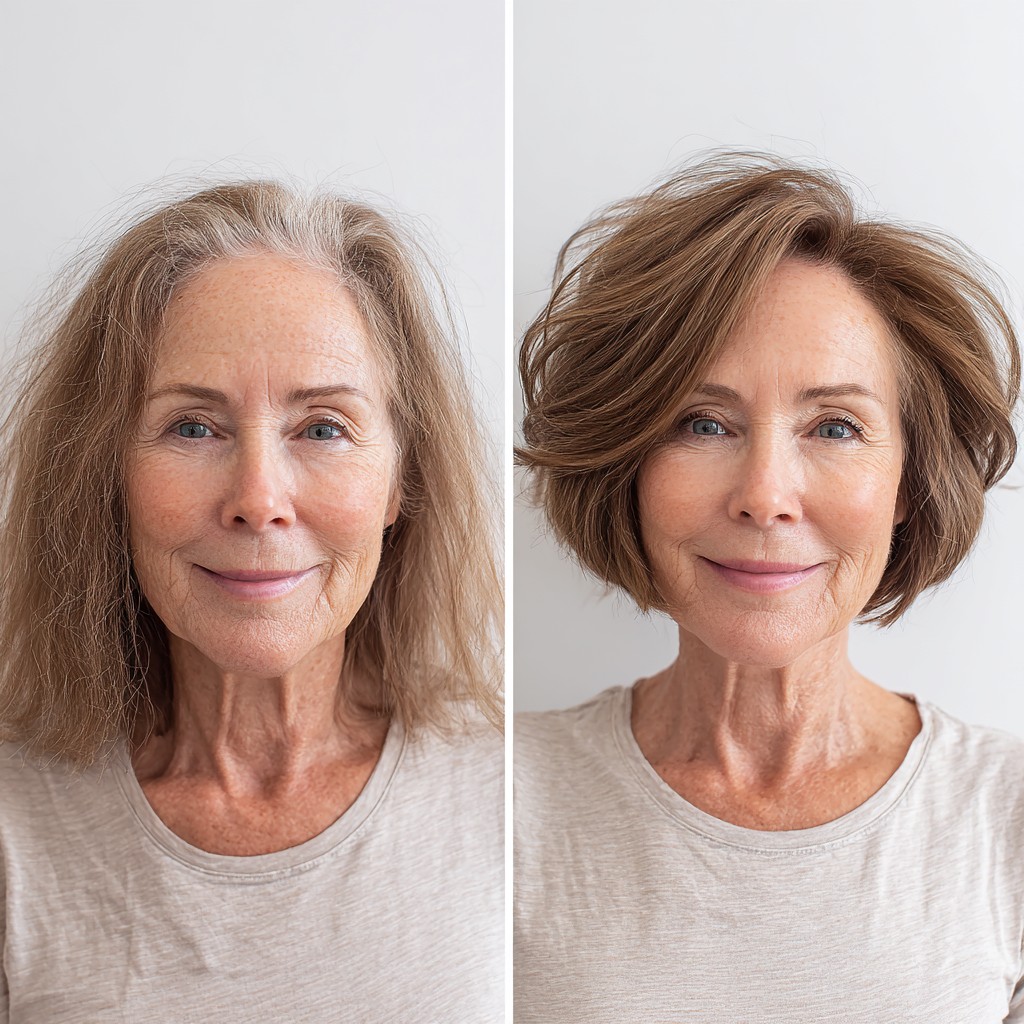Soft Angled Stacked Chin-Length Bob with Root‑Shadow and Face‑Framing Layers