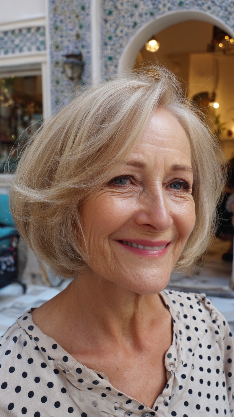 Soft Rounded Layered Chin-Length Bob with Face-Framing Sweep