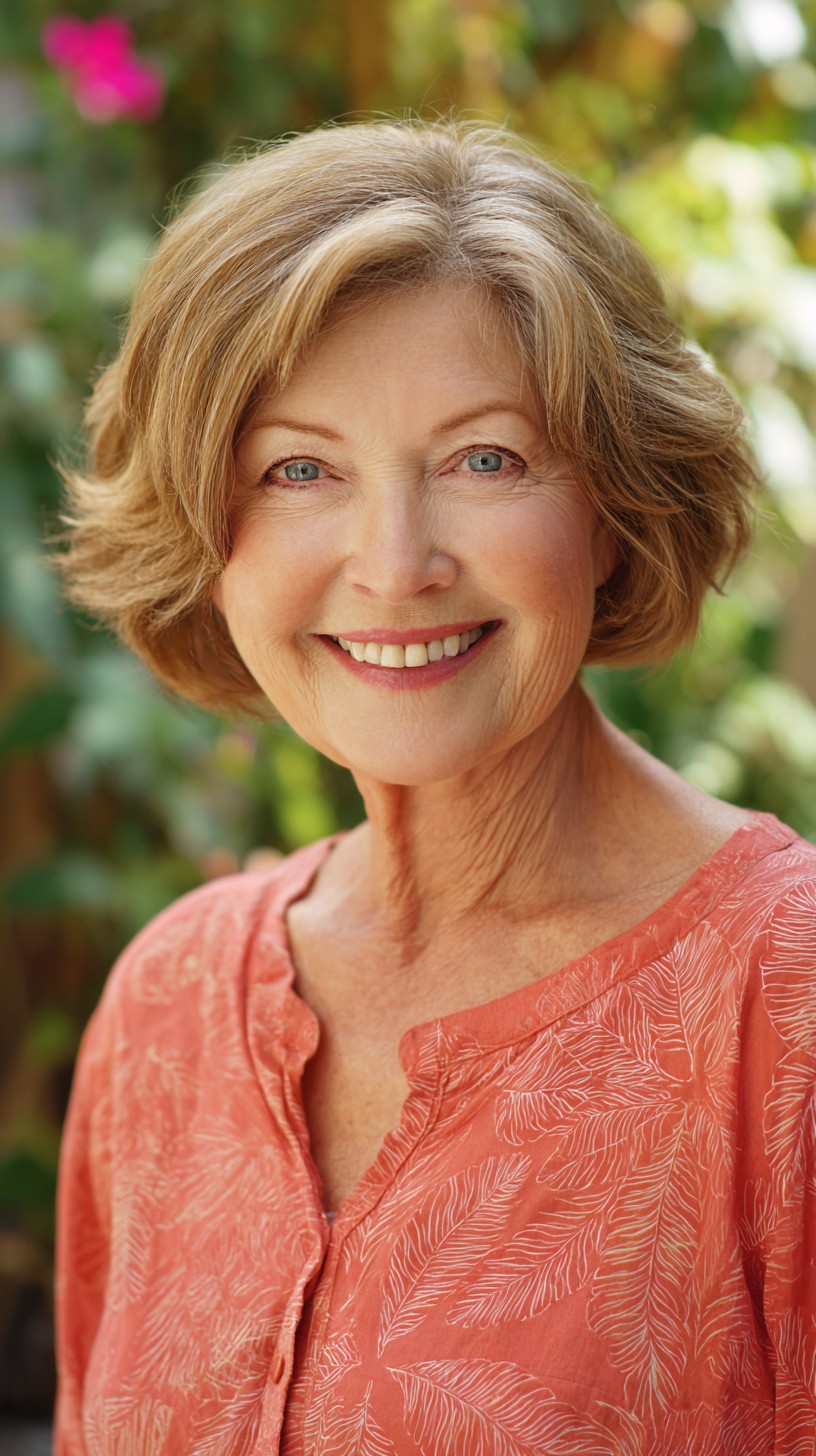 Soft Sandy Blonde Textured Short Layered Bob with Gentle Face‑Framing