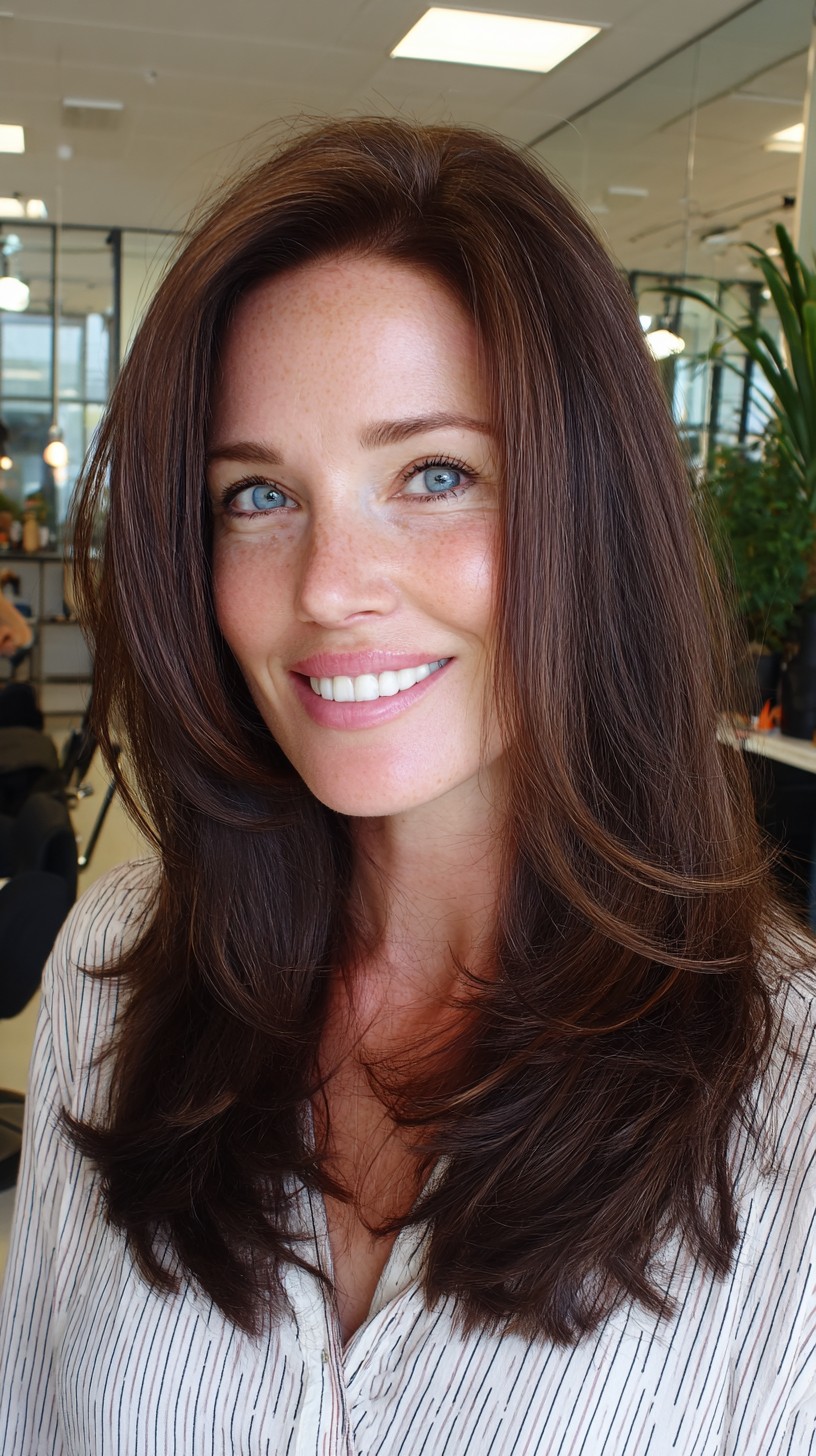 Soft-Tossed Long Layers with Face-Framing Flip